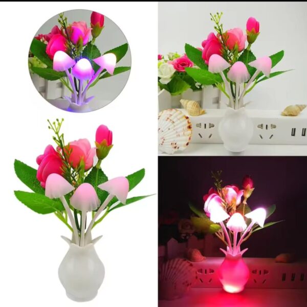 LED Colorful Flower Lamp Night Light Luminous Lamp US Plug Sensor Home Bedroom Decoration Fancy Lighting Plant Nightlight - Image 4