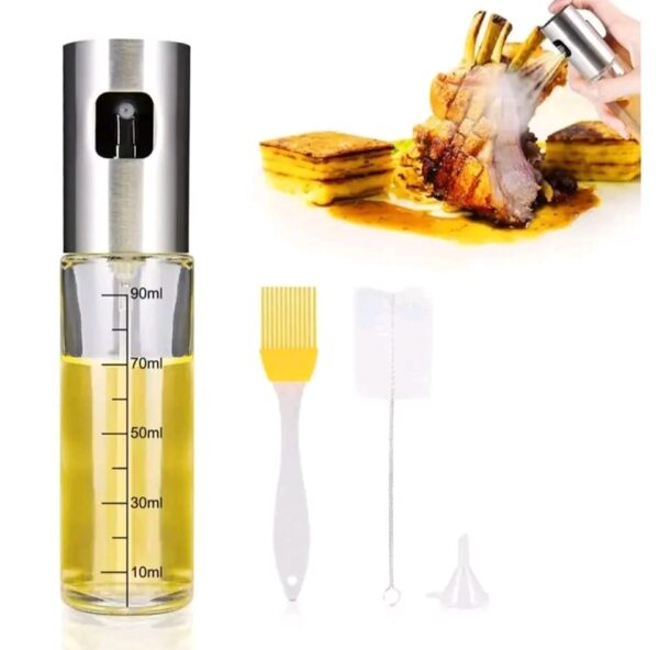 1pc 100ML Olive Oil Sprayerl, Stainless Steel Spray Bottle Spray, Kitchen Cooking Oil Spray, Glass Oil Can - Image 3