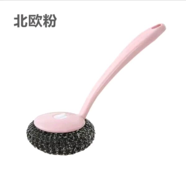 Stainless Steel Sponges Scourer Pot Brush, Long handle Cleaning Brush Scrubbers, Metal Scouring Pads Kitchen Cleaning Tool - Image 3