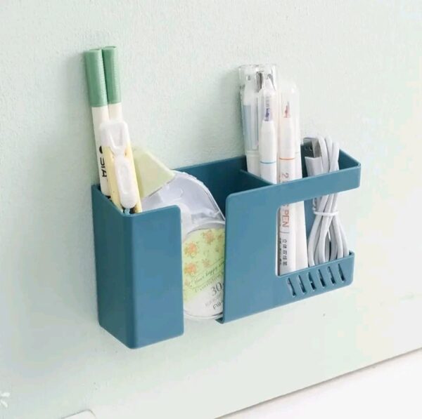 2 in 1 Wall-mounted Mobile Phone Remote Control Storage Box Multifunctional Punch-free Storage Rack Wall Debris Storage Holders - Image 3