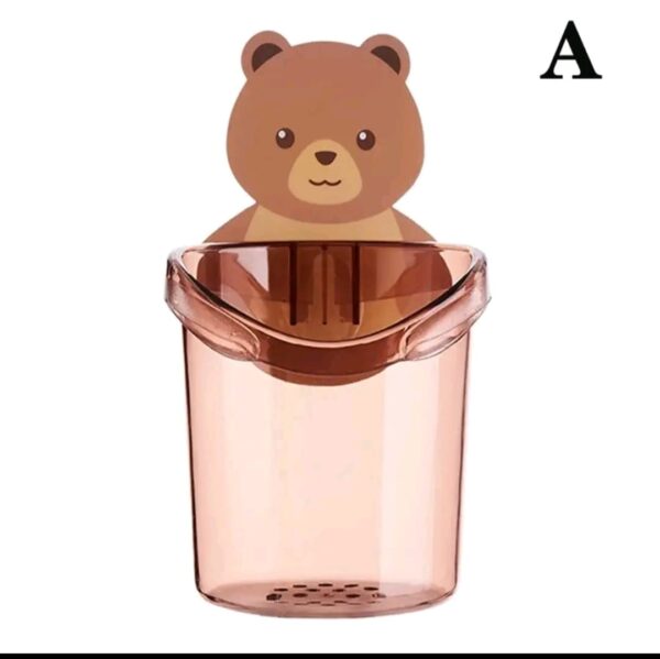 Toothbrush Holder Adorable Bear Hug Storage Cup Wall-mounted Drain Design Easy Organization Toothbrush Cup Bathroom Supplies - Image 7