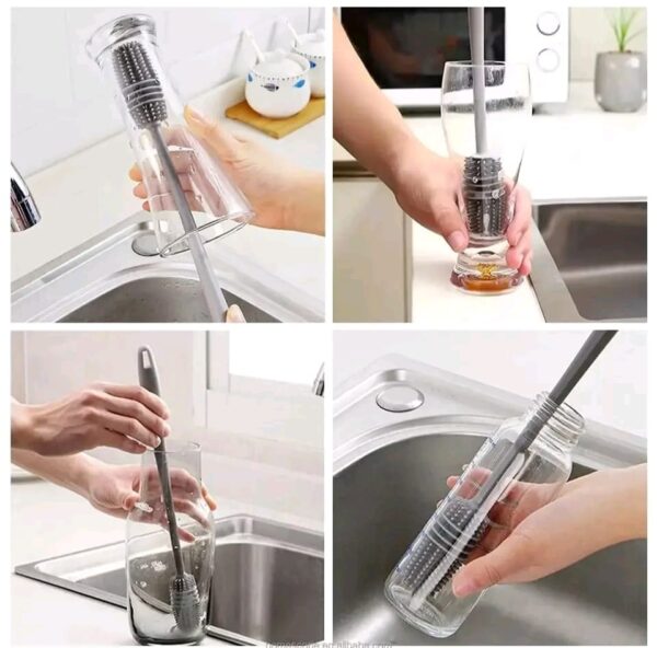 Silicone Cup Brush Long-handled Cup Scrubber Glass Cleaner Kitchen Cleaning Tool Wineglass Bottle Glass Cup Cleaning Brush