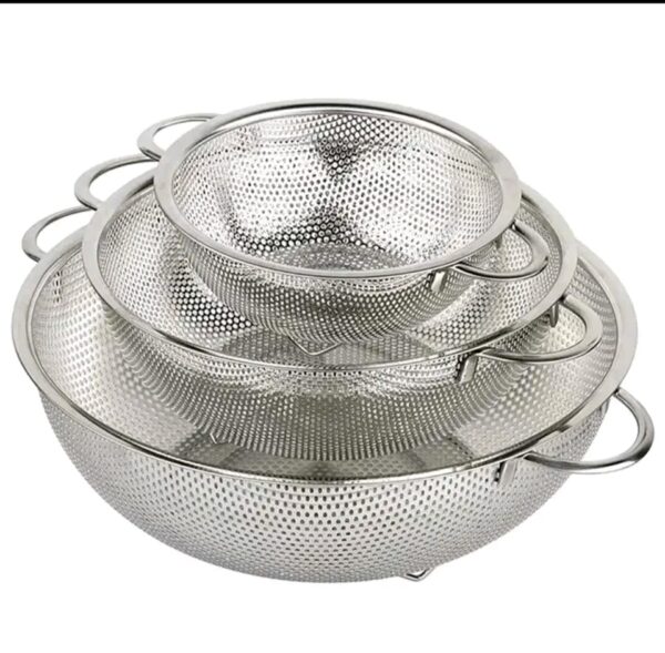 Drain Basket Stainless Steel Colander With Handles Fruit Vegetable Washing Basket Miniature Perforated Metal Kitchen Accessories - Image 2