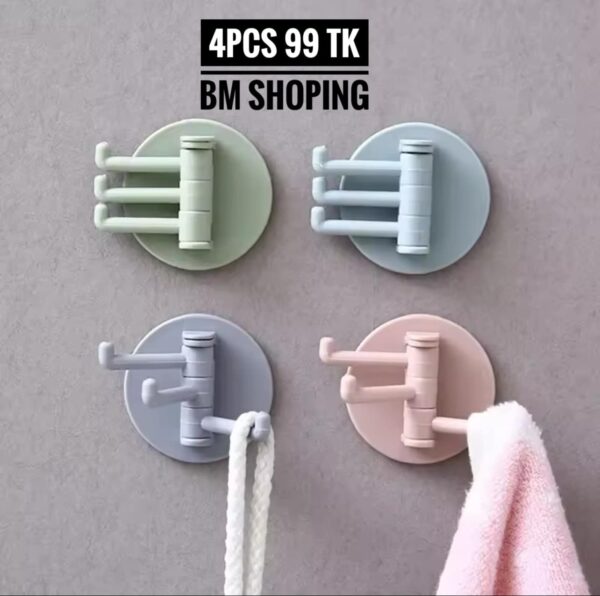 Strong Self Adhesive Wall 4 Hook Strong Without Drilling Key Holder Door Kitchen Towel Hanger Hooks Home Storage Accessories