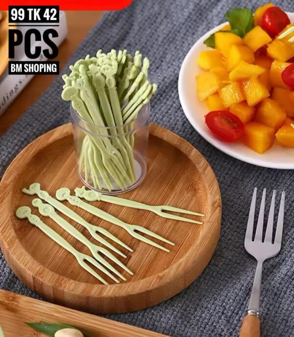 1 Box Fruit Fork Cute Set Of Plastic Disposable Fruit Stick Home Eat Cake Vegetable Salad Small Fork - Cute Set Of Plastic Disposable Fruit Forks