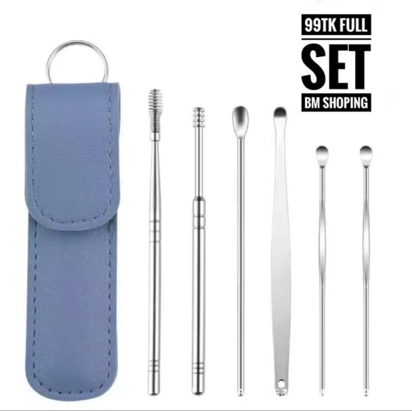 6pcs Ear Pick Cleaner Set Stainless Steel (silver)