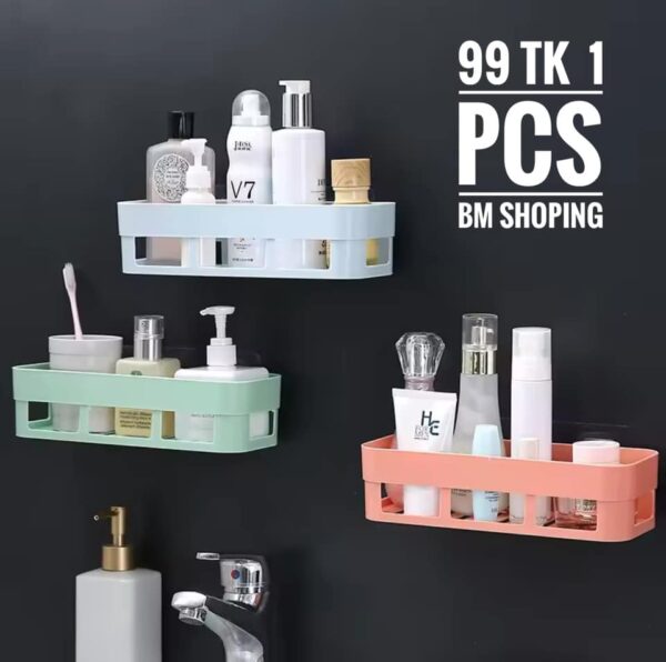 Kitchen And Bathroom Wall Shelf Square- Multicolor - Corner Self - bathroom accessories 1 Pcs