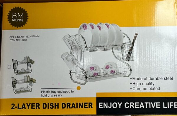 Stainless Steel 2 Tier Dish Rack Dish Drain Rack Drying Rack Dish Drainer Rack Dish Racks for Kitchen Counter - Image 2