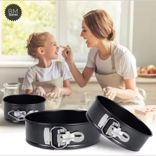 3 Pcs Round Shape Cake Mould - Black - Image 4