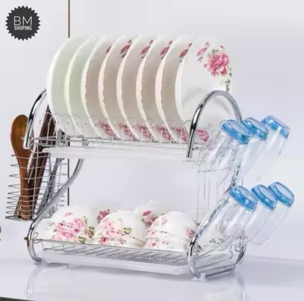 Stainless Steel 2 Tier Dish Rack Dish Drain Rack Drying Rack Dish Drainer Rack Dish Racks for Kitchen Counter - Image 5