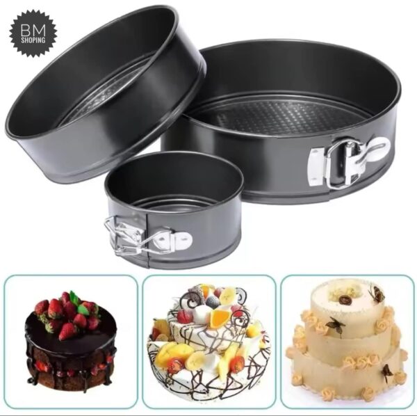 3 Pcs Round Shape Cake Mould - Black - Image 2