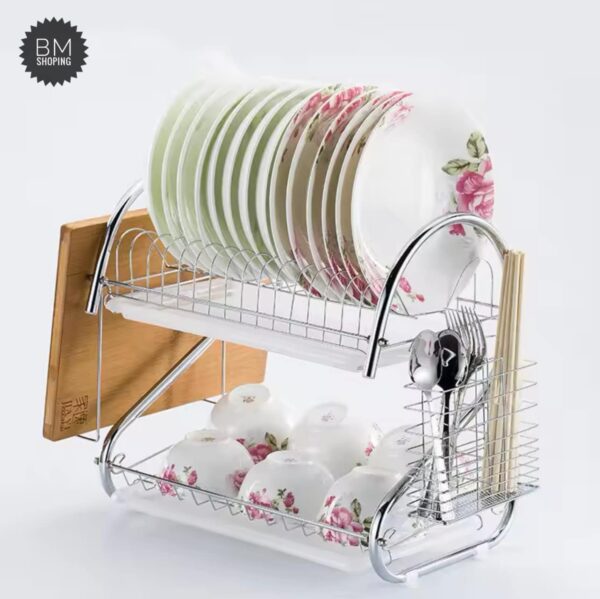 Stainless Steel 2 Tier Dish Rack Dish Drain Rack Drying Rack Dish Drainer Rack Dish Racks for Kitchen Counter - Image 3