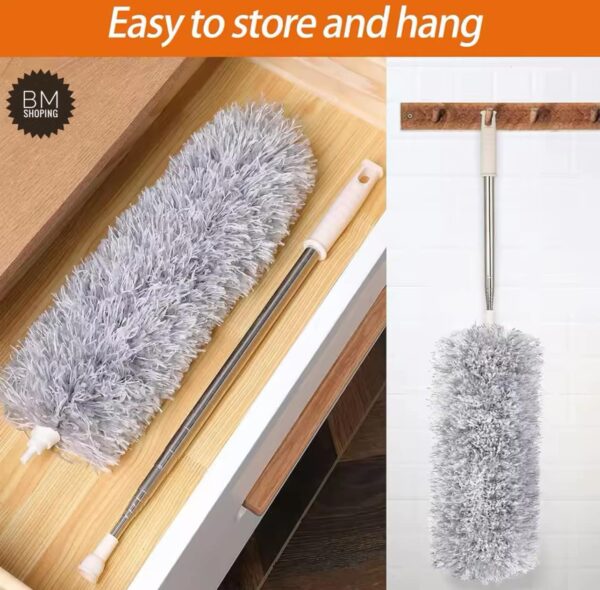 Big Size Fulminare Microfiber Feather Duster Bendable & Extendable Fan Cleaning Duster with 100 inches Expandable Pole Handle Washable Duster for High Ceiling Fans,Window Blinds, Furniture (Standard) - Image 3