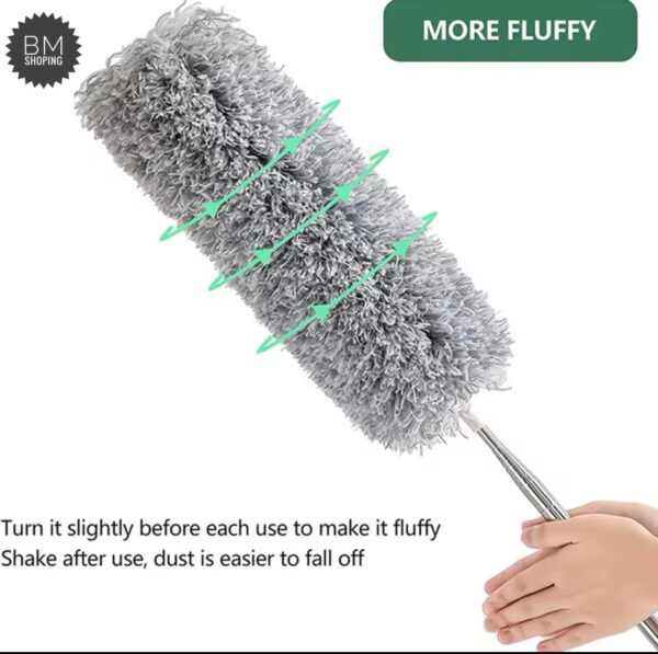 Big Size Fulminare Microfiber Feather Duster Bendable & Extendable Fan Cleaning Duster with 100 inches Expandable Pole Handle Washable Duster for High Ceiling Fans,Window Blinds, Furniture (Standard) - Image 2